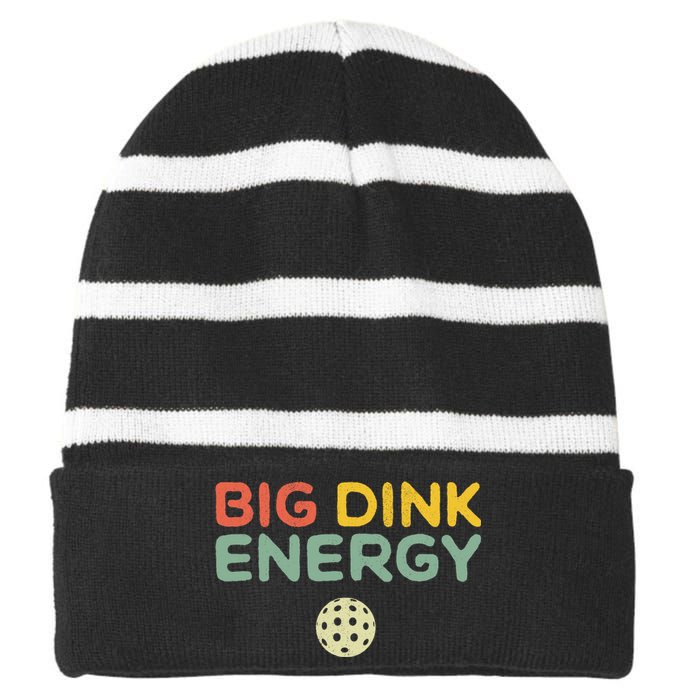 Big Dink Energy Pickleball Funny Pickle Ball Lover Retro Striped Beanie with Solid Band