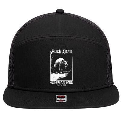 Black Death European Plague Rat Medieval History Goth 7 Panel Mesh Trucker Snapback Hat