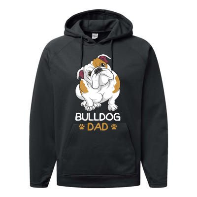 Bulldog Dad Funny English Bulldog Dog Owner Performance Fleece Hoodie