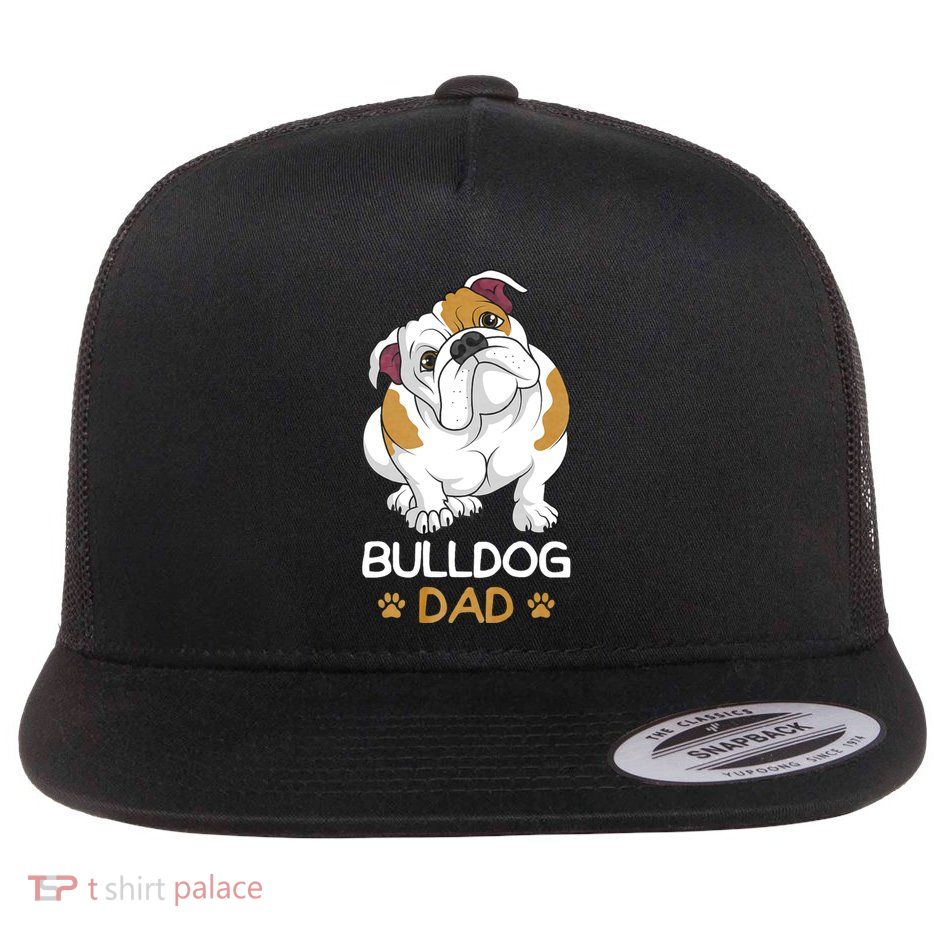 Bulldog Dad Funny English Bulldog Dog Owner Flat Bill Trucker Hat