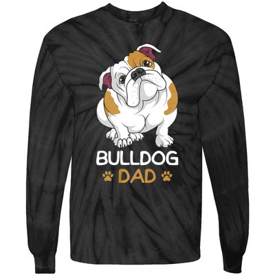 Bulldog Dad Funny English Bulldog Dog Owner Tie-Dye Long Sleeve Shirt