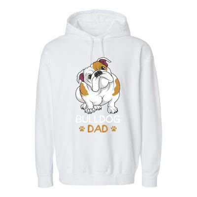 Bulldog Dad Funny English Bulldog Dog Owner Garment-Dyed Fleece Hoodie