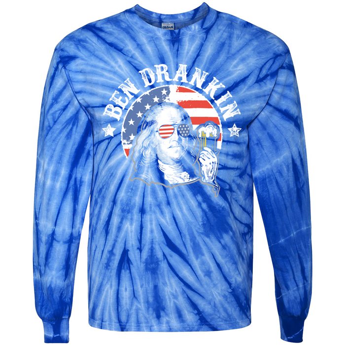 Ben Drankin Funny 4th Of July Patriotic Gift Tie-Dye Long Sleeve Shirt