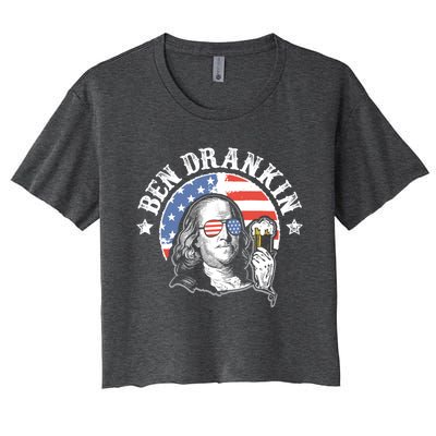 Ben Drankin Funny 4th Of July Patriotic Gift Women's Crop Top Tee