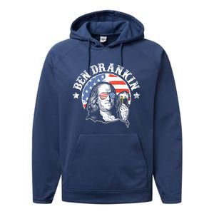 Ben Drankin Funny 4th Of July Patriotic Gift Performance Fleece Hoodie