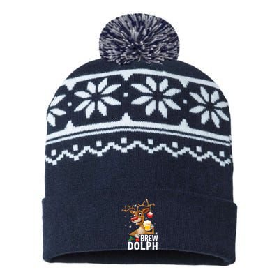 Brew Dolph Funny Rudolph Christmas Holiday Funny Gifts USA-Made Snowflake Beanie