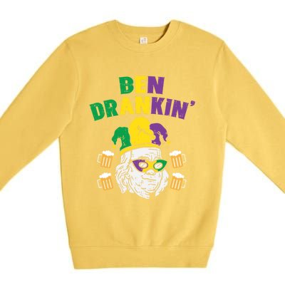 Ben Drankin Franklin Us President Funny Mardi Gras Ing Gift Premium Crewneck Sweatshirt