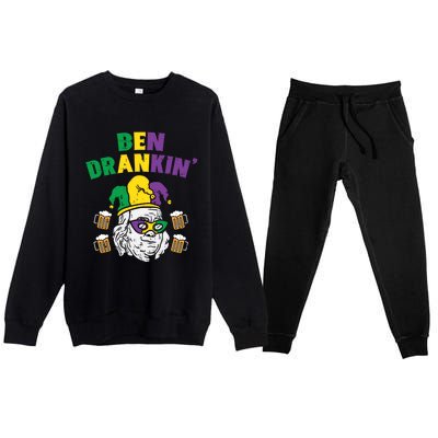 Ben Drankin Franklin Us President Funny Mardi Gras Ing Gift Premium Crewneck Sweatsuit Set