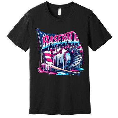Baseball Drip For Ice Cream Drip Bat Baseball Premium T-Shirt