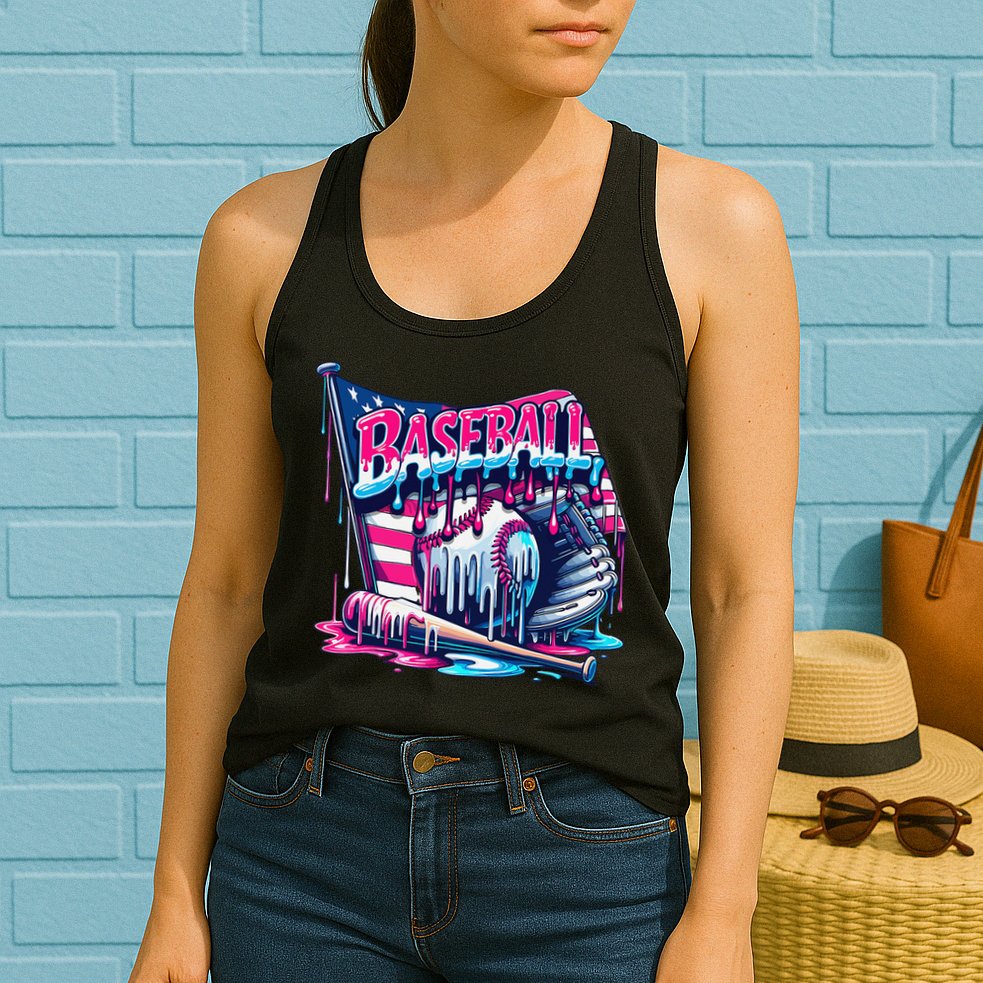 Baseball Drip For Ice Cream Drip Bat Baseball Womens Tank Top