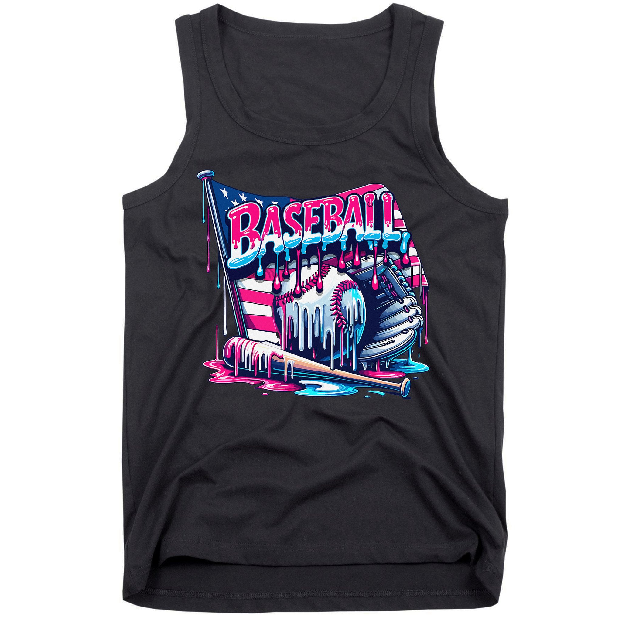 Baseball Drip For Ice Cream Drip Bat Baseball Tank Top