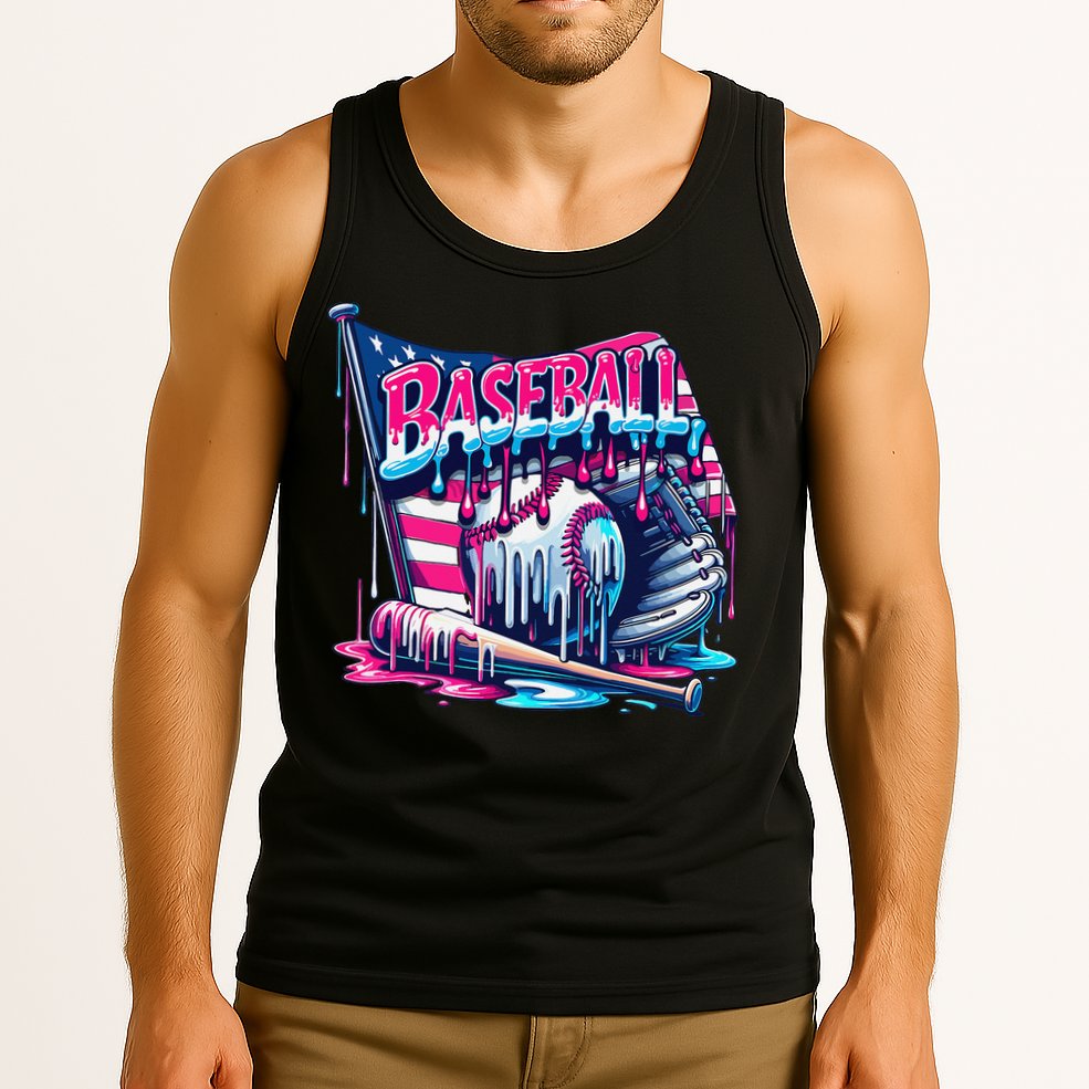 Baseball Drip For Ice Cream Drip Bat Baseball Tank Top