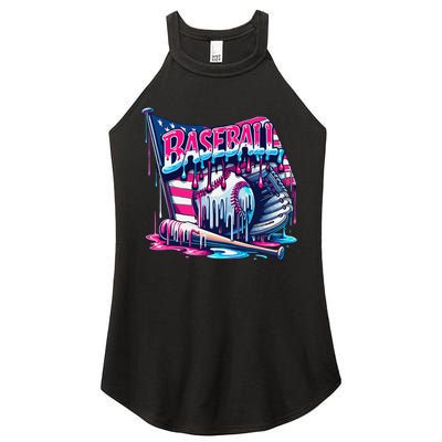 Baseball Drip For Ice Cream Drip Bat Baseball Women's Perfect Tri Rocker Tank