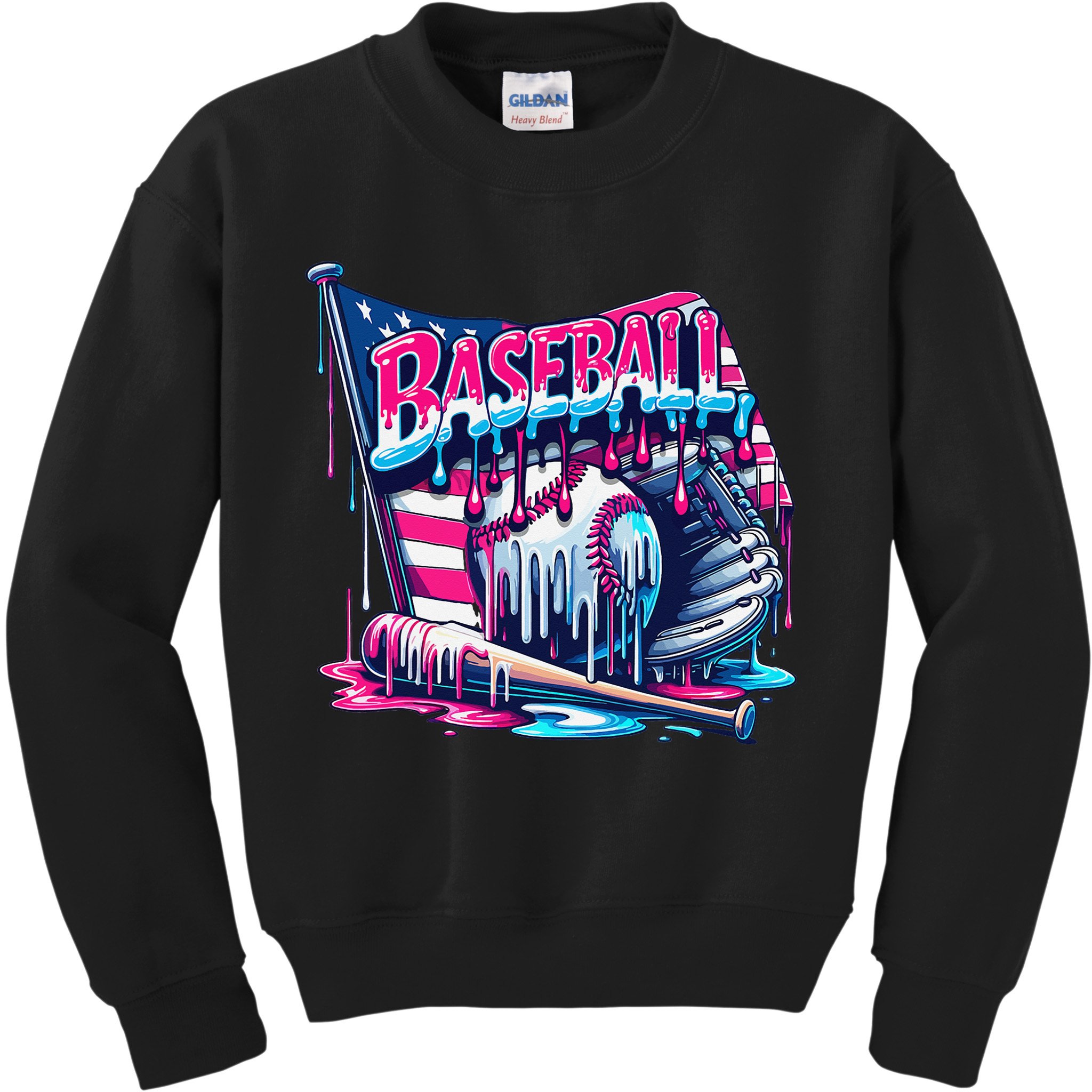 Baseball Drip For Ice Cream Drip Bat Baseball Kids Sweatshirt