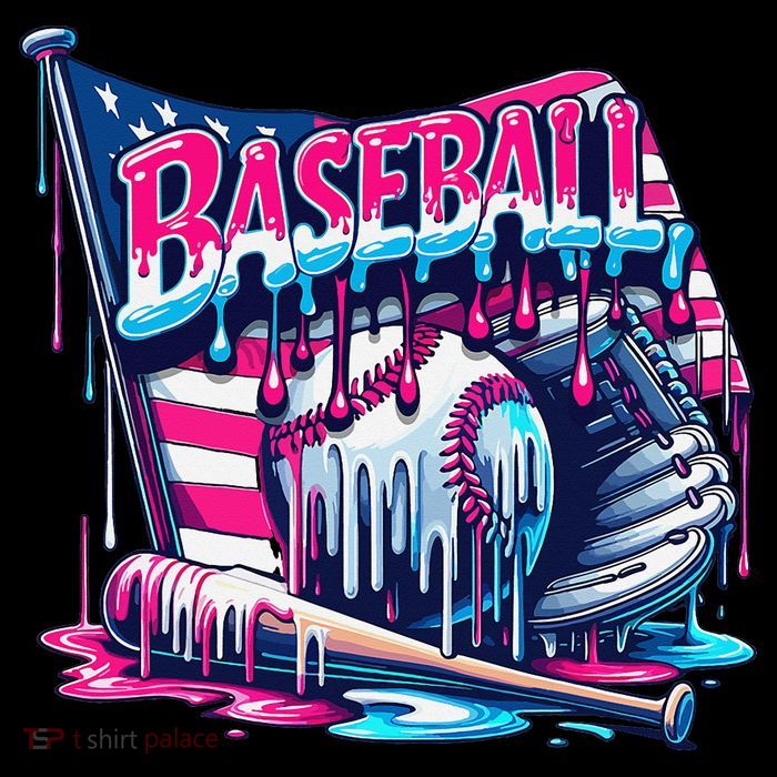 Baseball Drip For Ice Cream Drip Bat Baseball Kids T-Shirt