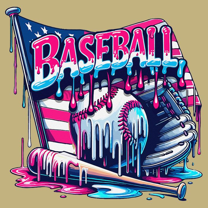 Baseball Drip For Ice Cream Drip Bat Baseball Cooling Performance Crew T-Shirt