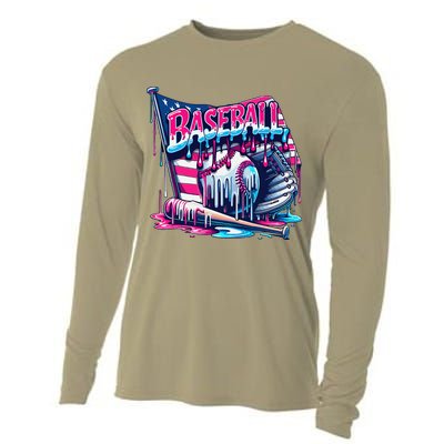 Baseball Drip For Ice Cream Drip Bat Baseball Cooling Performance Long Sleeve Crew