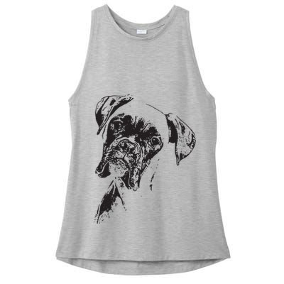 BOXER DOG FACE DOG LOVERS BOXER DOG GIFT Ladies PosiCharge Tri-Blend Wicking Tank