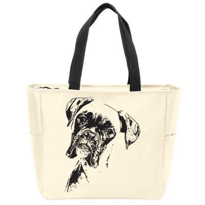 BOXER DOG FACE DOG LOVERS BOXER DOG GIFT Zip Tote Bag