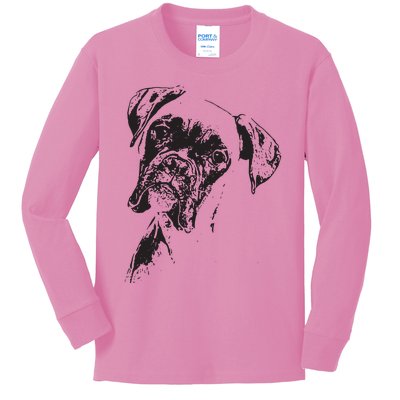 BOXER DOG FACE DOG LOVERS BOXER DOG GIFT Kids Long Sleeve Shirt