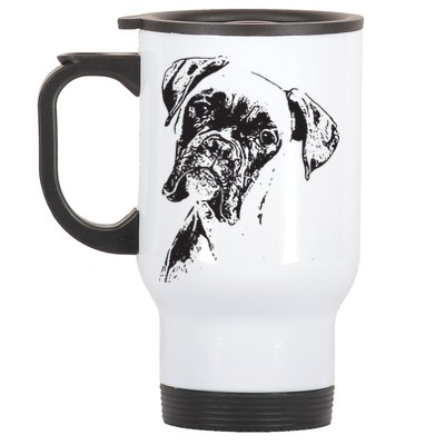 BOXER DOG FACE DOG LOVERS BOXER DOG GIFT Stainless Steel Travel Mug