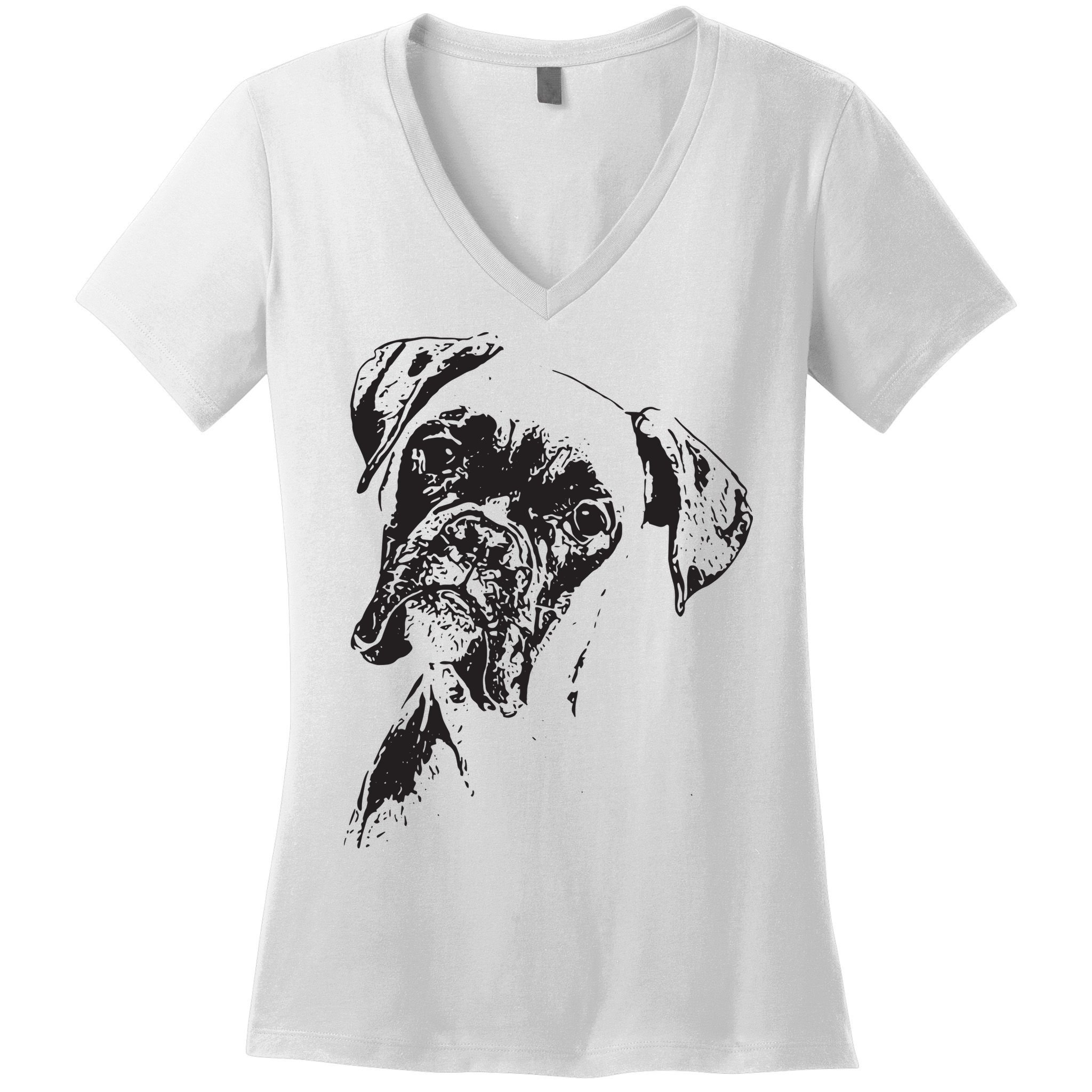 BOXER DOG FACE DOG LOVERS BOXER DOG GIFT Women's V-Neck T-Shirt