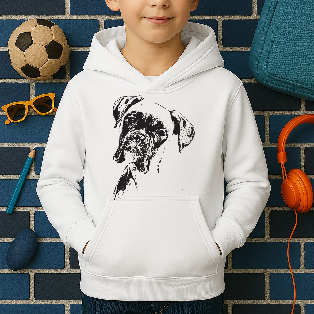 BOXER DOG FACE DOG LOVERS BOXER DOG GIFT Kids Hoodie