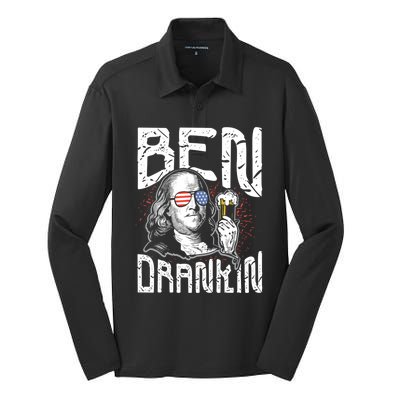 Ben Drankin Funny 4th Of July President Graphic Meaningful Gift Silk Touch Performance Long Sleeve Polo