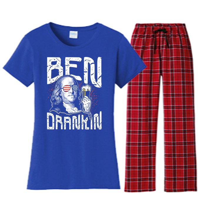 Ben Drankin Funny 4th Of July President Graphic Meaningful Gift Women's Flannel Pajama Set