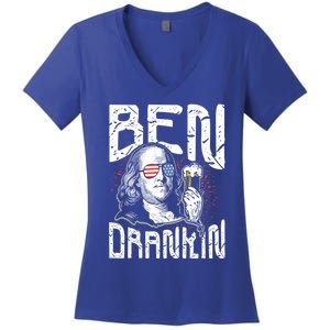 Ben Drankin Funny 4th Of July President Graphic Meaningful Gift Women's V-Neck T-Shirt