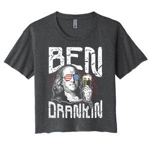 Ben Drankin Funny 4th Of July President Graphic Meaningful Gift Women's Crop Top Tee