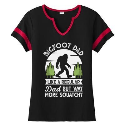 Bigfoot Dad Funny Sasquatch Bigfoot Fathers Day Ladies Halftime Notch Neck Tee