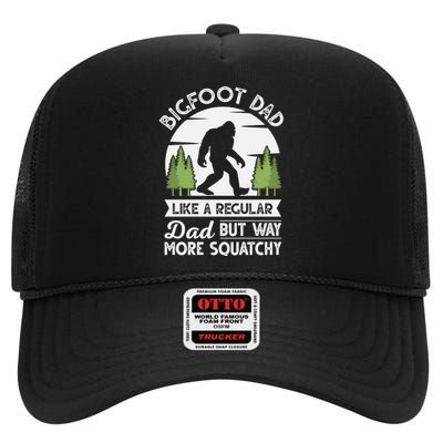 Bigfoot Dad Funny Sasquatch Bigfoot Fathers Day High Crown Mesh Back Trucker Hat