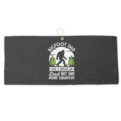 Bigfoot Dad Funny Sasquatch Bigfoot Fathers Day Large Microfiber Waffle Golf Towel