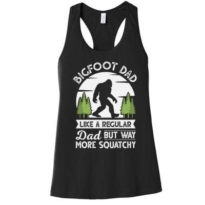 Bigfoot Dad Funny Sasquatch Bigfoot Fathers Day Women's Racerback Tank