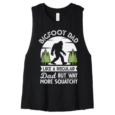 Bigfoot Dad Funny Sasquatch Bigfoot Fathers Day Women's Racerback Cropped Tank