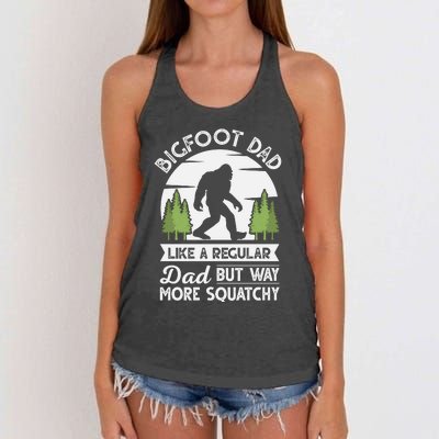 Bigfoot Dad Funny Sasquatch Bigfoot Fathers Day Women's Knotted Racerback Tank