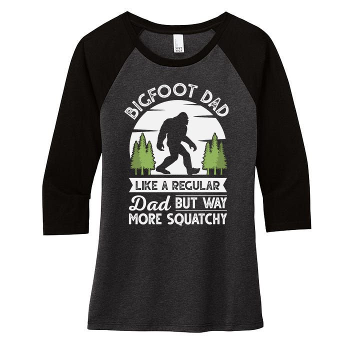 Bigfoot Dad Funny Sasquatch Bigfoot Fathers Day Women's Tri-Blend 3/4-Sleeve Raglan Shirt