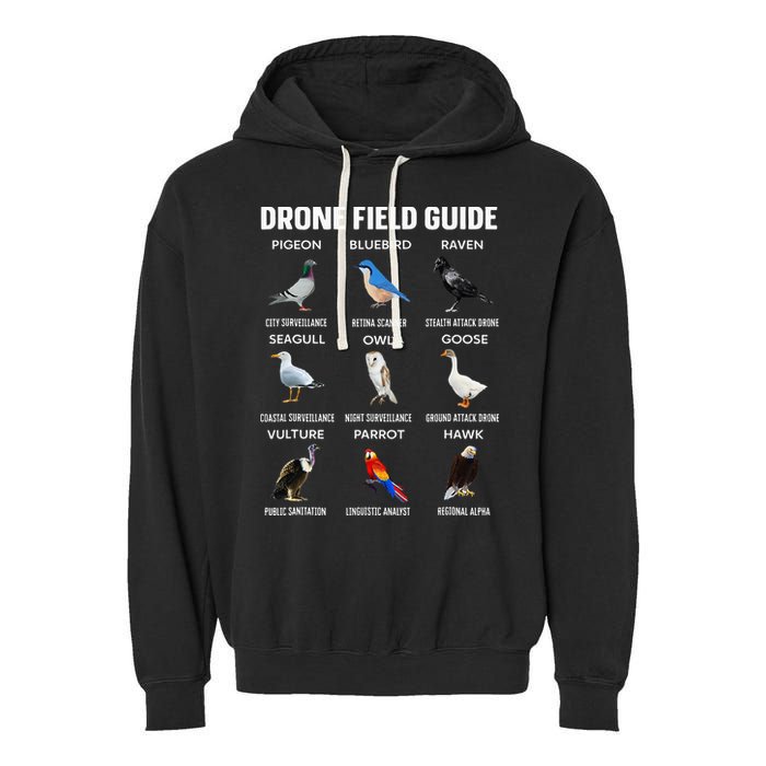 Birds Drone Field Guide They Aren’T Real Garment-Dyed Fleece Hoodie