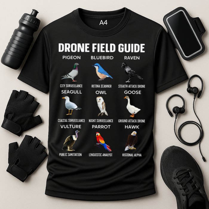 Birds Drone Field Guide They Aren’T Real Performance Shirt