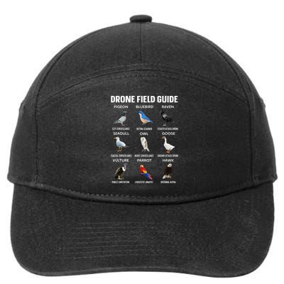 Birds Drone Field Guide They Aren’T Real 7-Panel Snapback Hat
