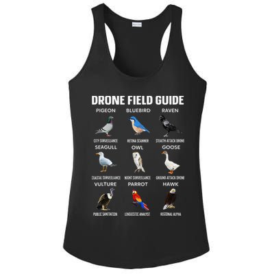 Birds Drone Field Guide They Aren’T Real Ladies PosiCharge Competitor Racerback Tank