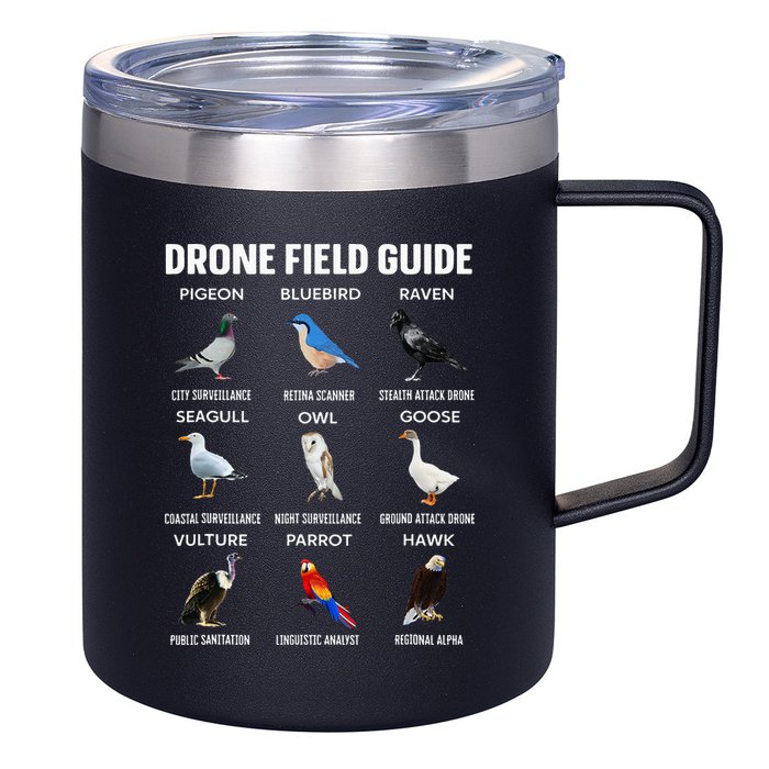 Birds Drone Field Guide They Aren’T Real 12oz Stainless Steel Coffee Mug