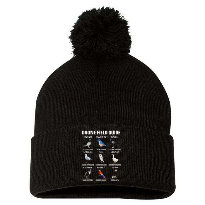 Birds Drone Field Guide They Aren’T Real Pom Pom 12in Knit Beanie