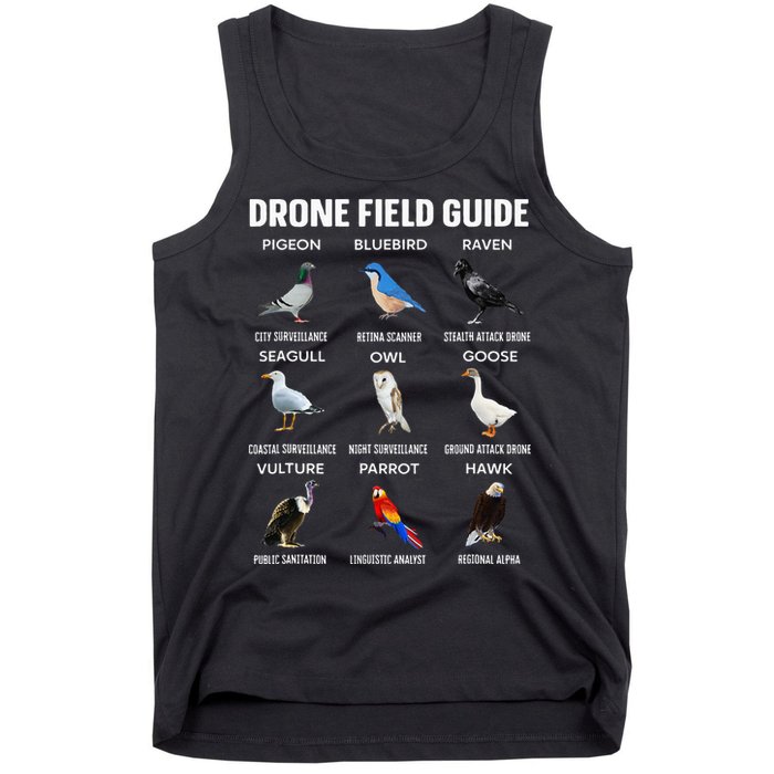 Birds Drone Field Guide They Aren’T Real Tank Top