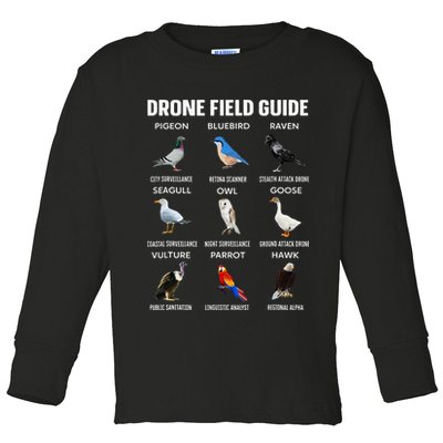 Birds Drone Field Guide They Aren’T Real Toddler Long Sleeve Shirt