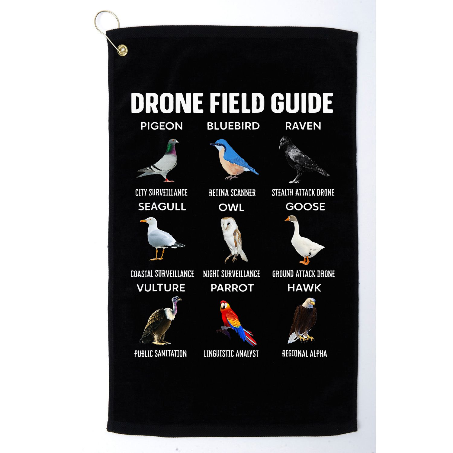 Birds Drone Field Guide They Aren’T Real Golf Towel