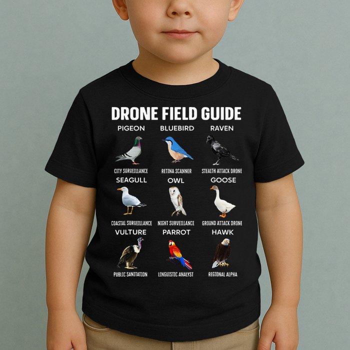 Birds Drone Field Guide They Aren’T Real Toddler T-Shirt