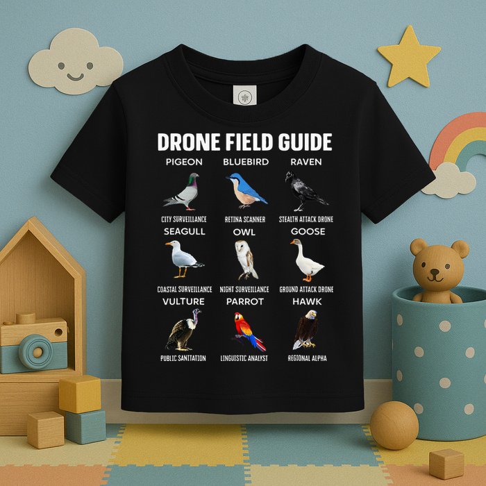 Birds Drone Field Guide They Aren’T Real Toddler T-Shirt