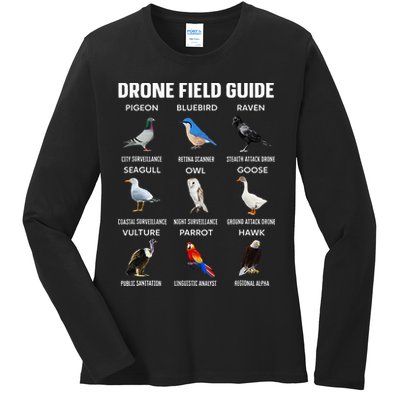 Birds Drone Field Guide They Aren’T Real Ladies Long Sleeve Shirt